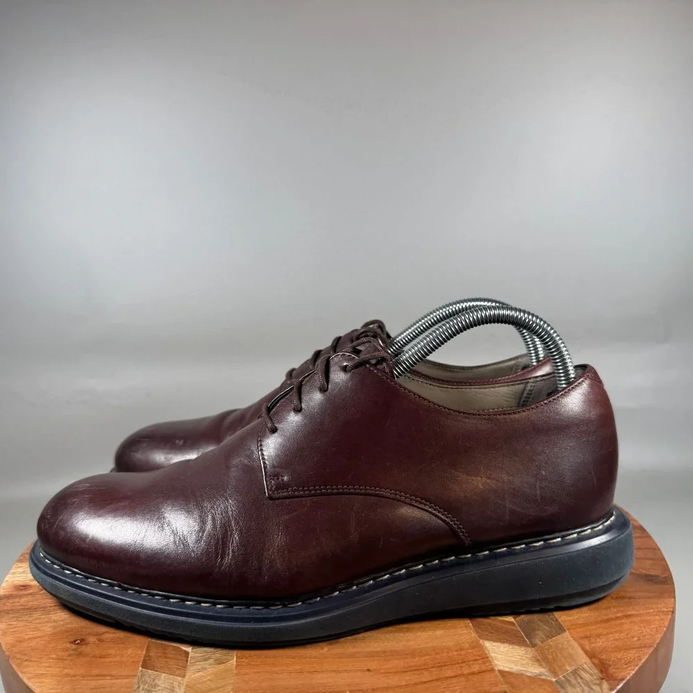 Clarks Tor England Mens Burgundy Leather Derby Shoes 261206997 Size 8 M